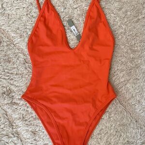 Elegant Orange Women's One Piece Swimsuit